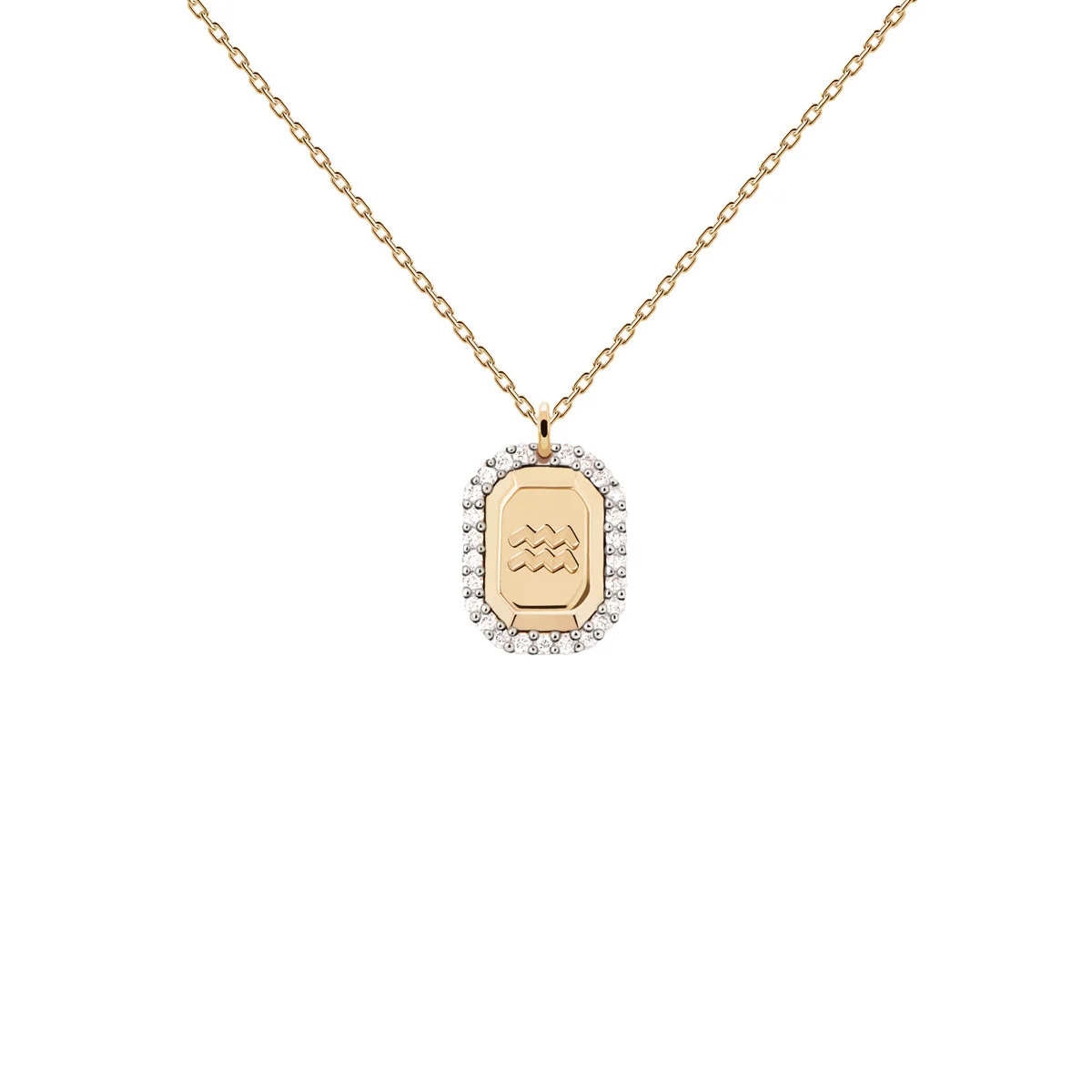 PDPAOLA Collier zodiaque en argent plaqué or - Verseau - CO01-566-U