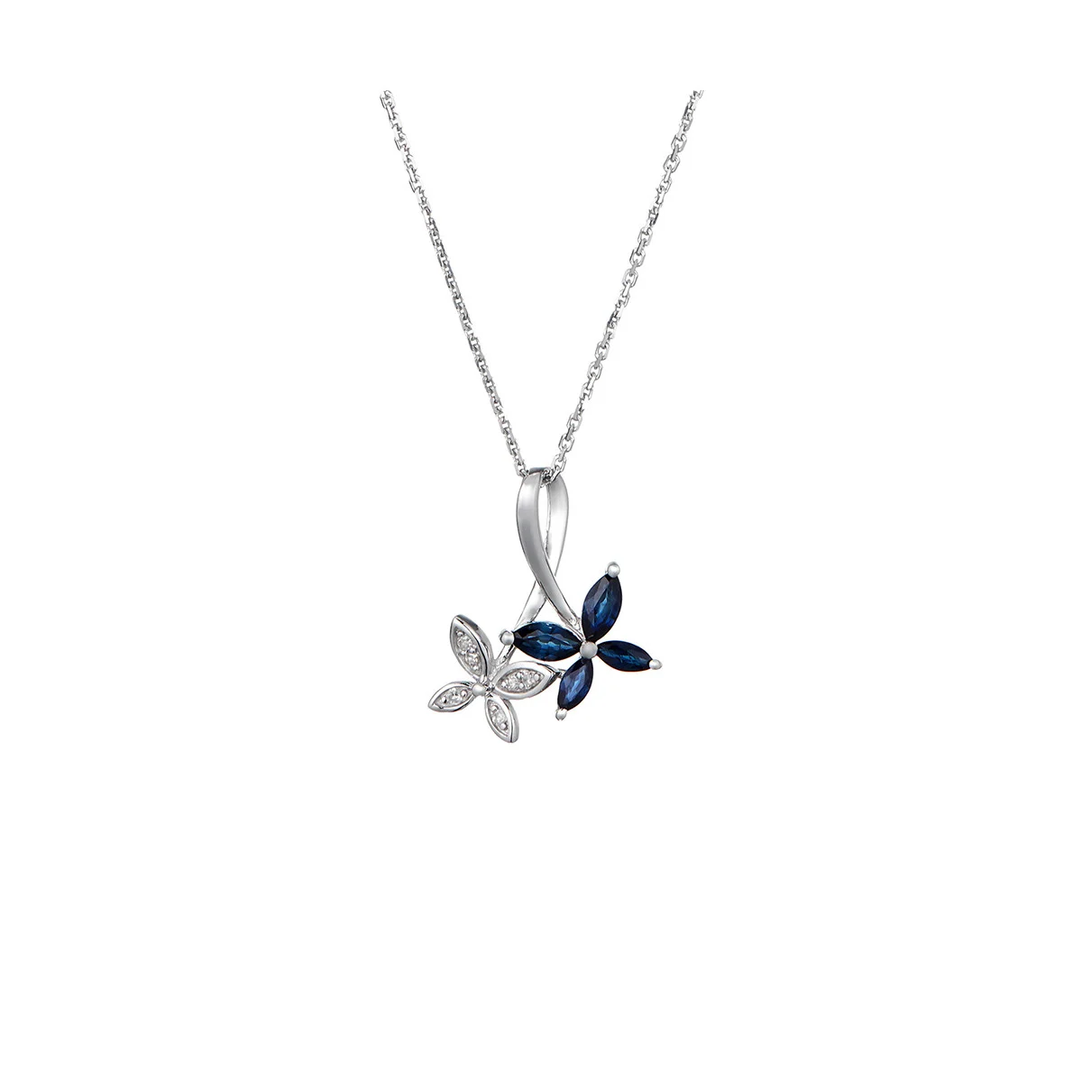 Pendentif "Fabienne" Or blanc et Saphir
